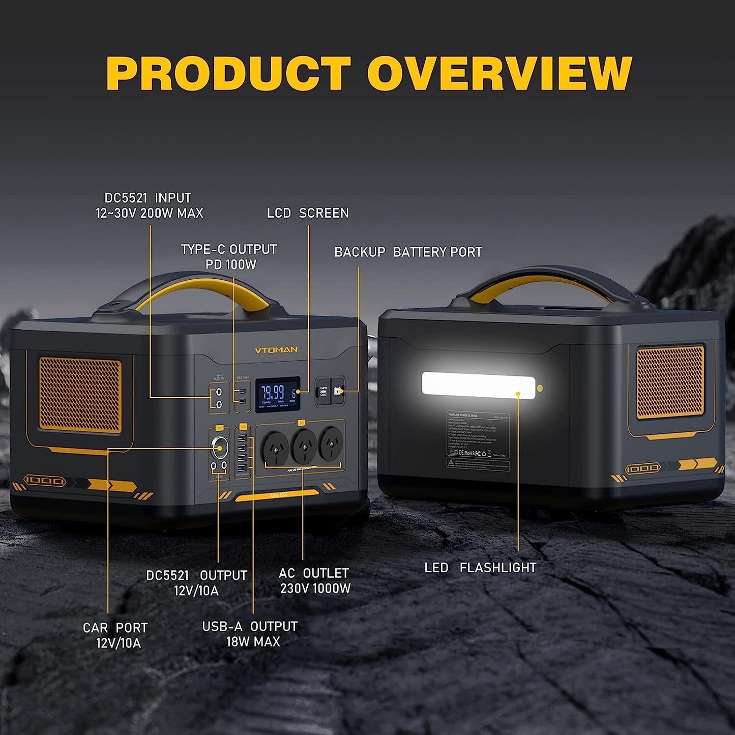 Vtoman Jump 1000 1000W 1408Wh Power Station + 110W Solar Panel