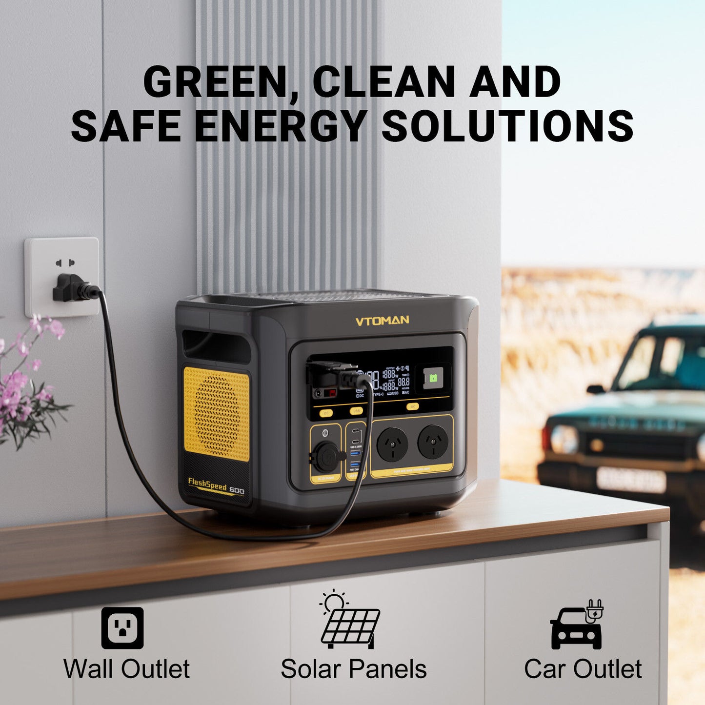Vtoman FlashSpeed 600 600W 499Wh AC/DC Portable Power Station - LiFePO4 battery