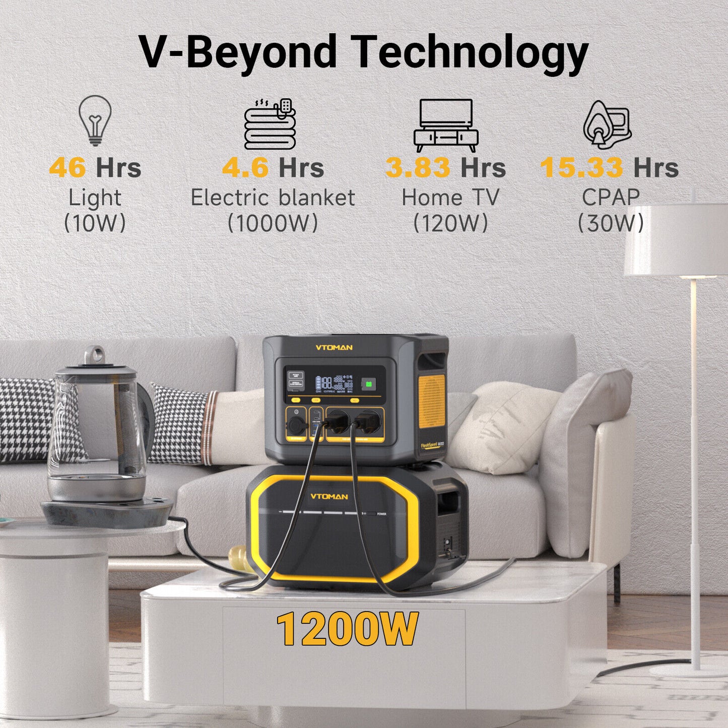 Vtoman FlashSpeed 600 600W 499Wh AC/DC Portable Power Station - LiFePO4 battery