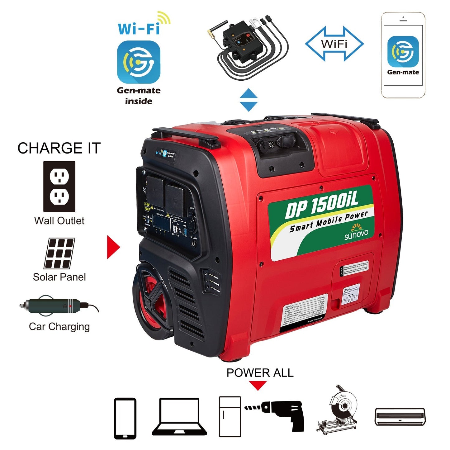 Samland 1500W Portable Power Station Solar or wall charge - LiFePO4 battery