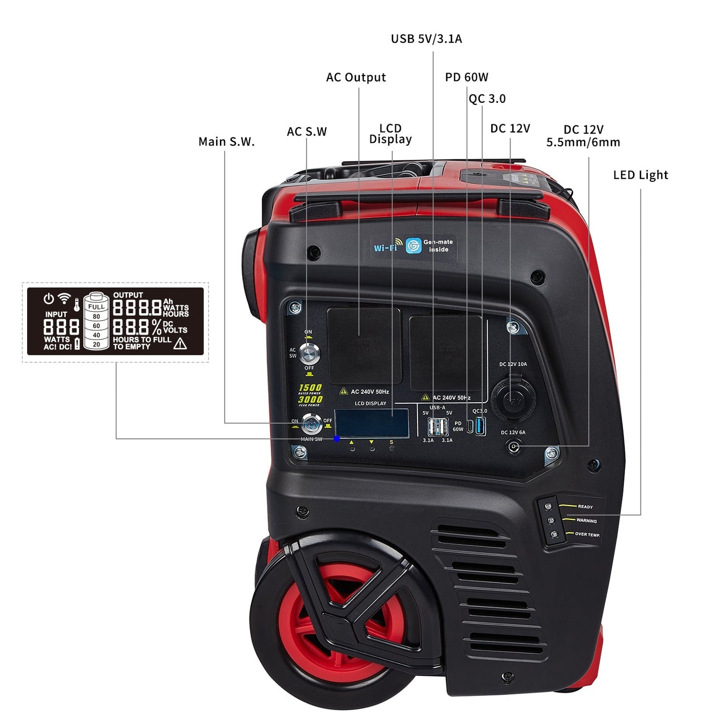 Samland 1500W Portable Power Station Solar or wall charge - LiFePO4 battery