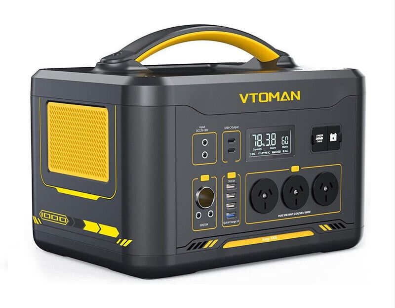 Vtoman 1000W 1408Wh 10A Black Portable Power Station - Solar charge option