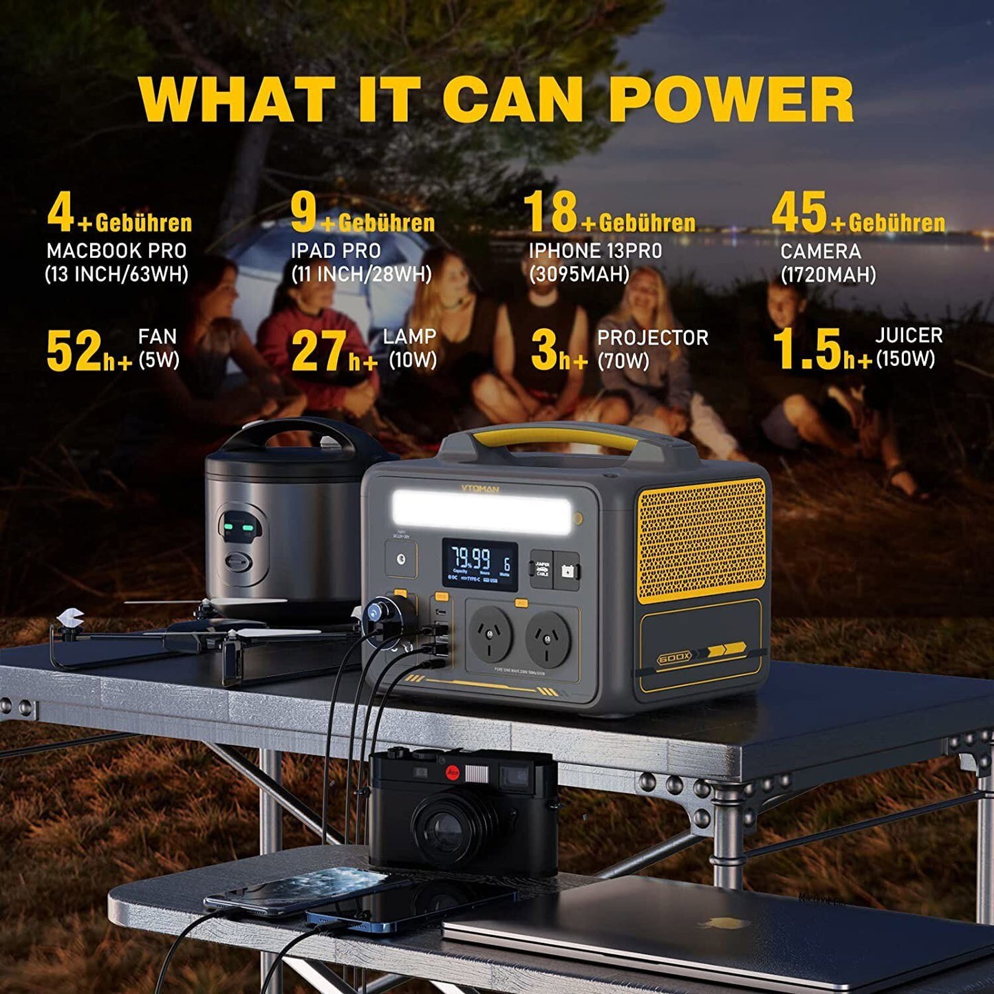 Vtoman Jump 600X 600W Power Station 110W Solar Panel 10A AC/DC