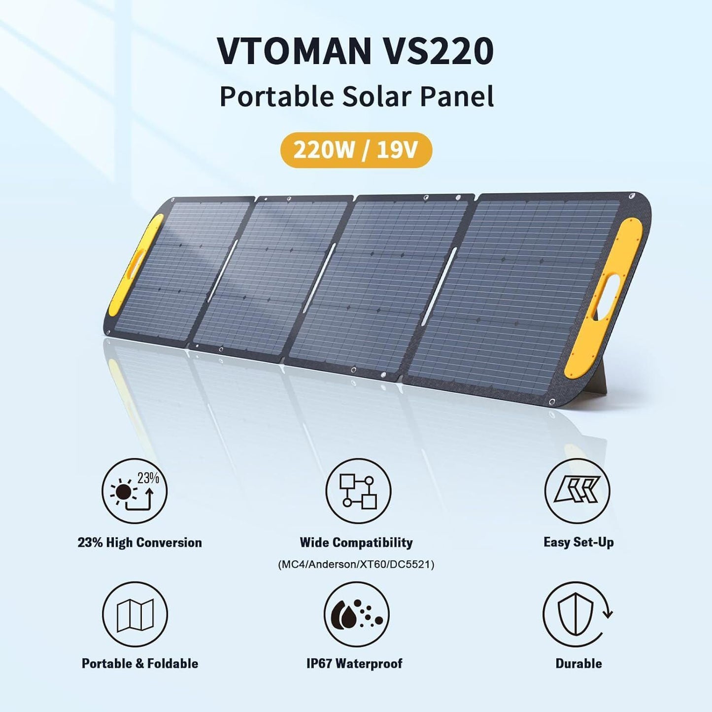 Vtoman Power Station - Jump 1500X 1500W Solar Generator + 220W Panel AC/DC